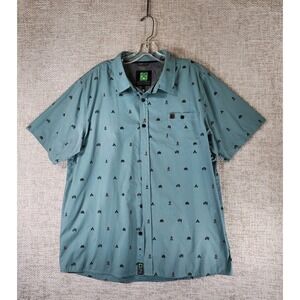 Hippy Tree Shirt Mens XL Green Short Sleeve Camping Theme Nomad Division *Flaws